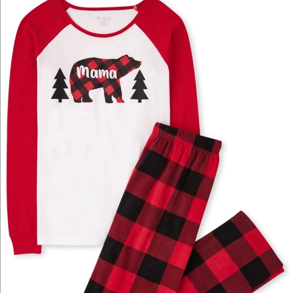 NWT Mama Plaid Bear Pajama’s Sz Large / 12-14